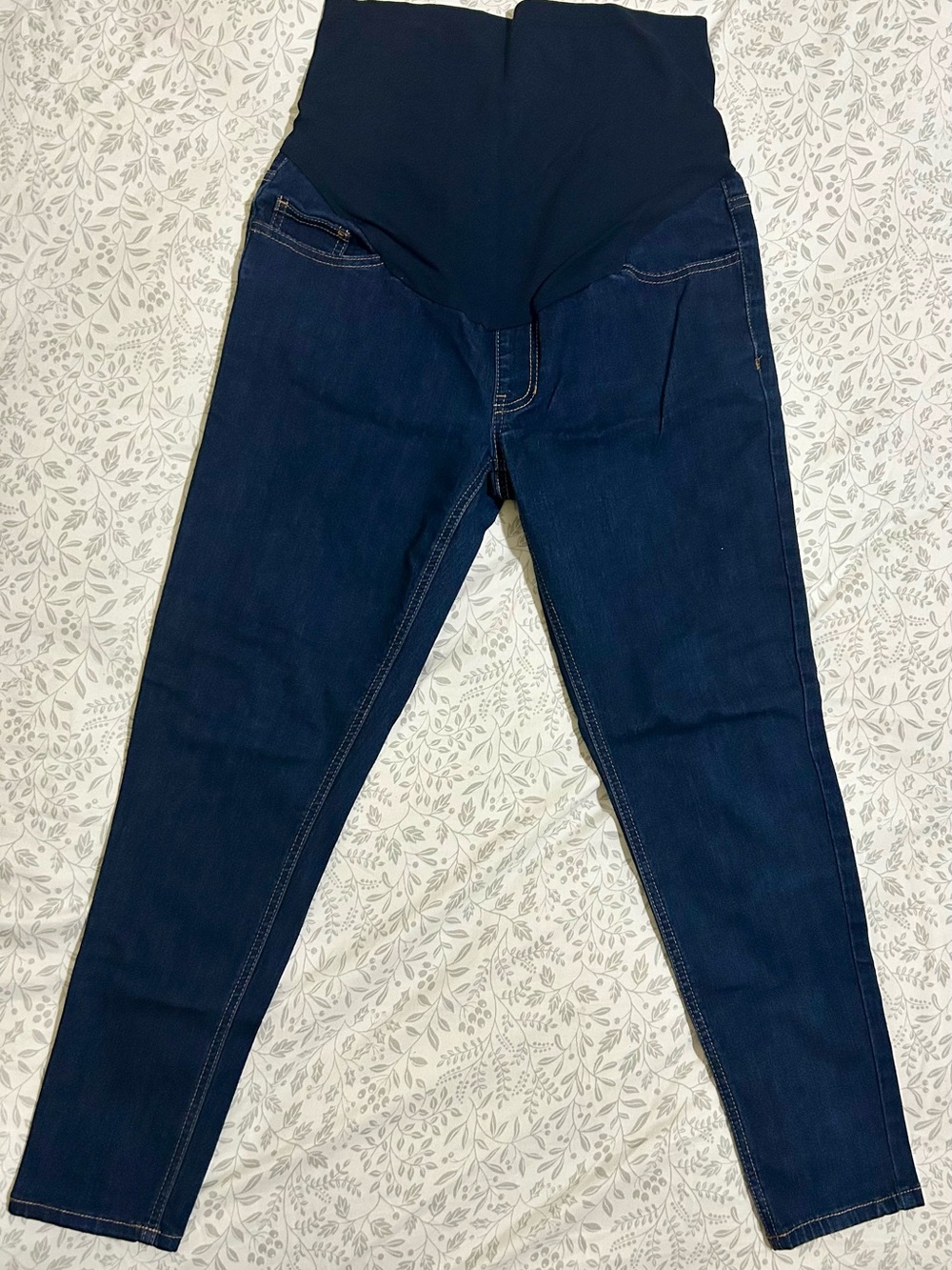 Time and Tru Dark Blue Maternity Skinny Jeans with Black Support Panel